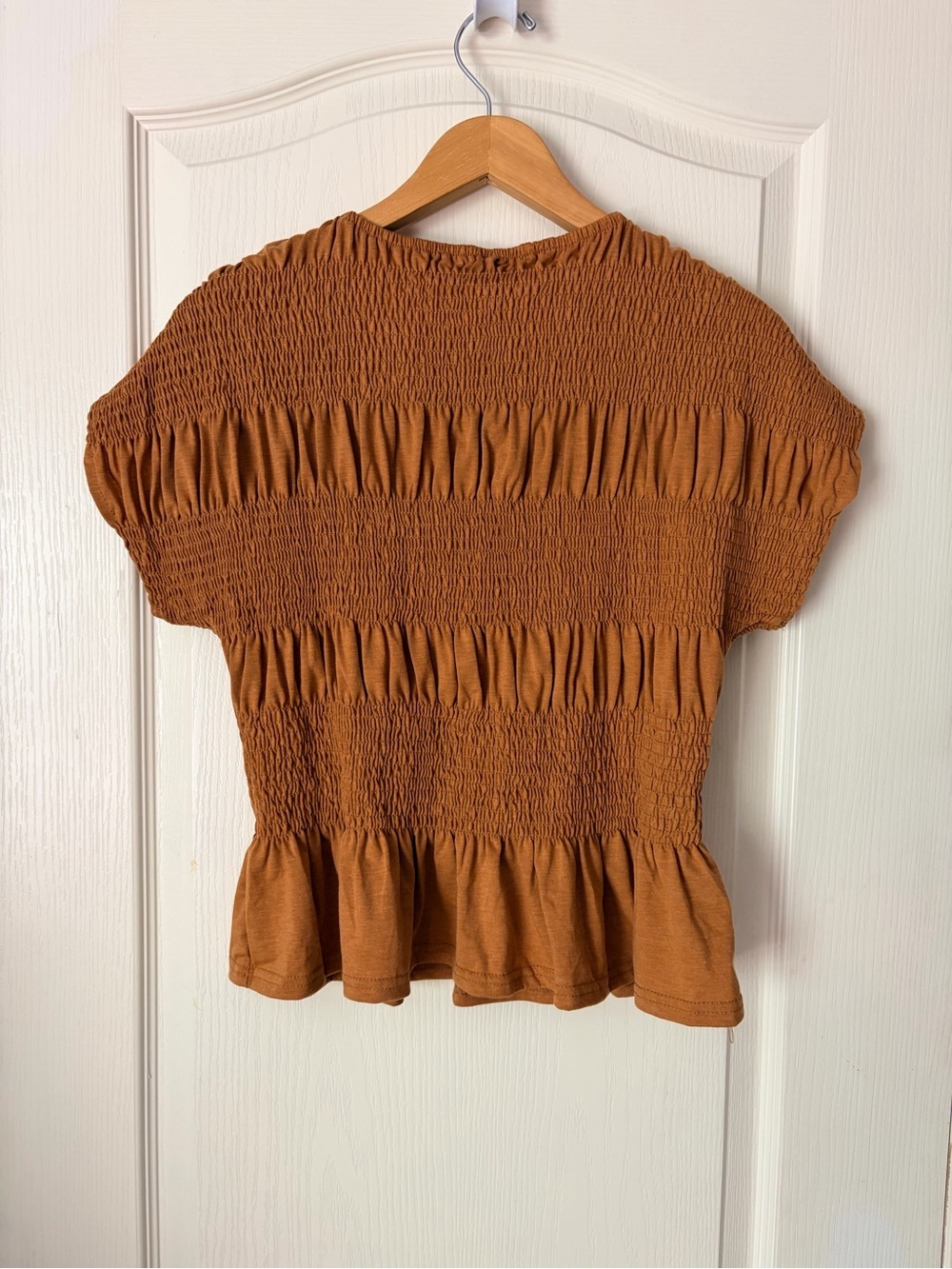 NWT Loma Smocked Peplum Top & Wide Leg Pants Set, Rust, Size Large - Picture 6 of 14